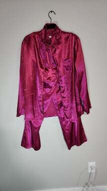 Valerie Stevens Petite Magenta Satin Pajama Set 2-Piece Sleepwear PL